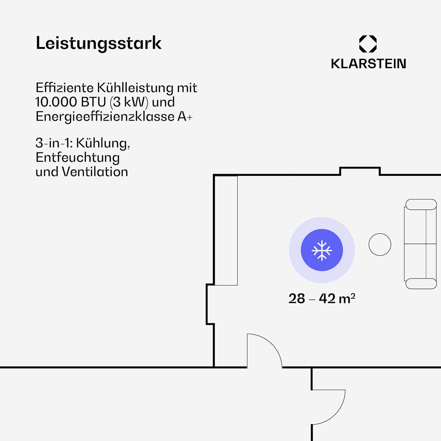 Klarstein Metrobreeze Rome Smart 10000 BTU Mobile Klimaanlage A+ R290 42m²
