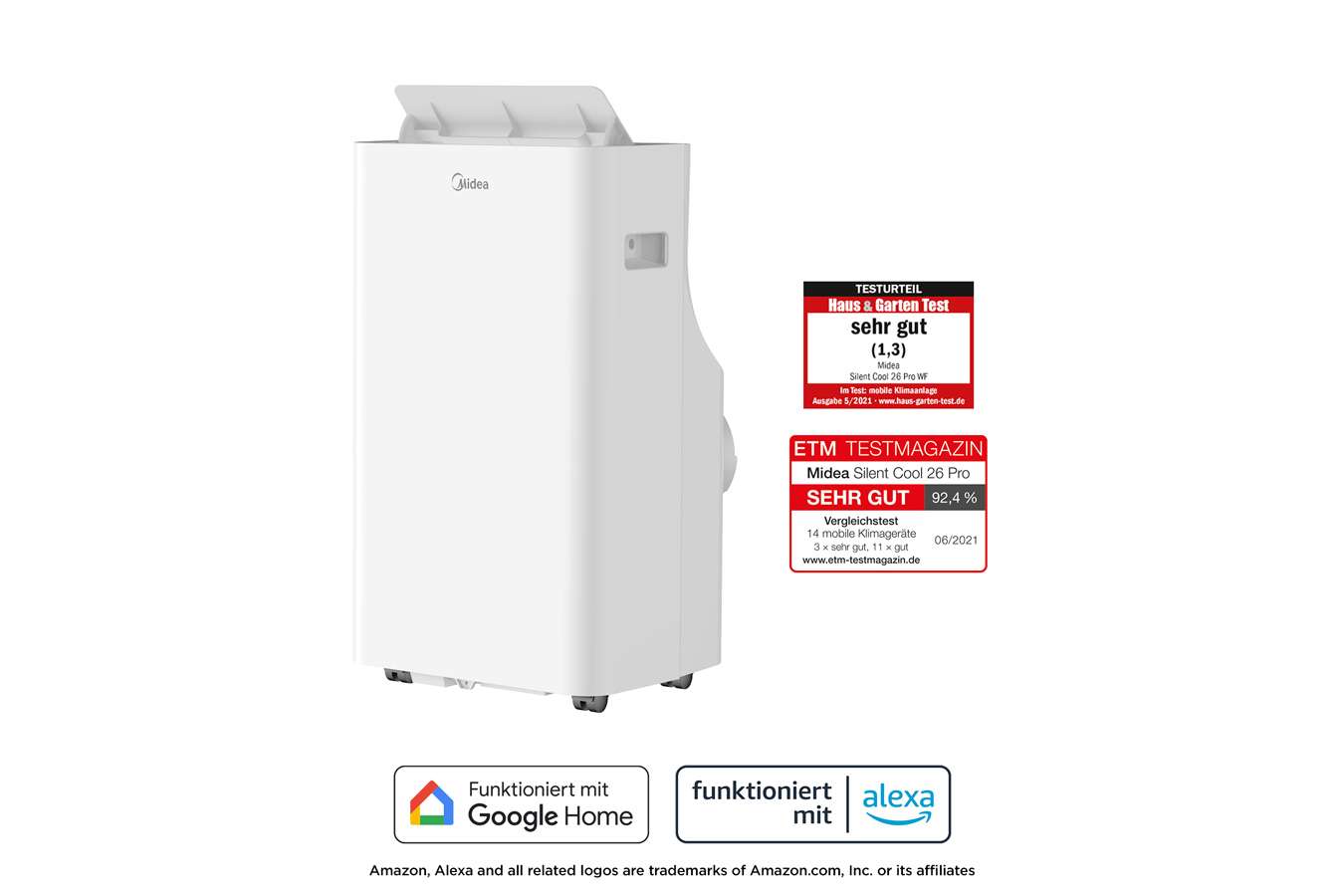 Midea Silent Cool 26 Pro WF Mobile Klimaanlage 57 dB mit Fernbedienung